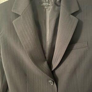 Tahari Black Pinstripe Suit